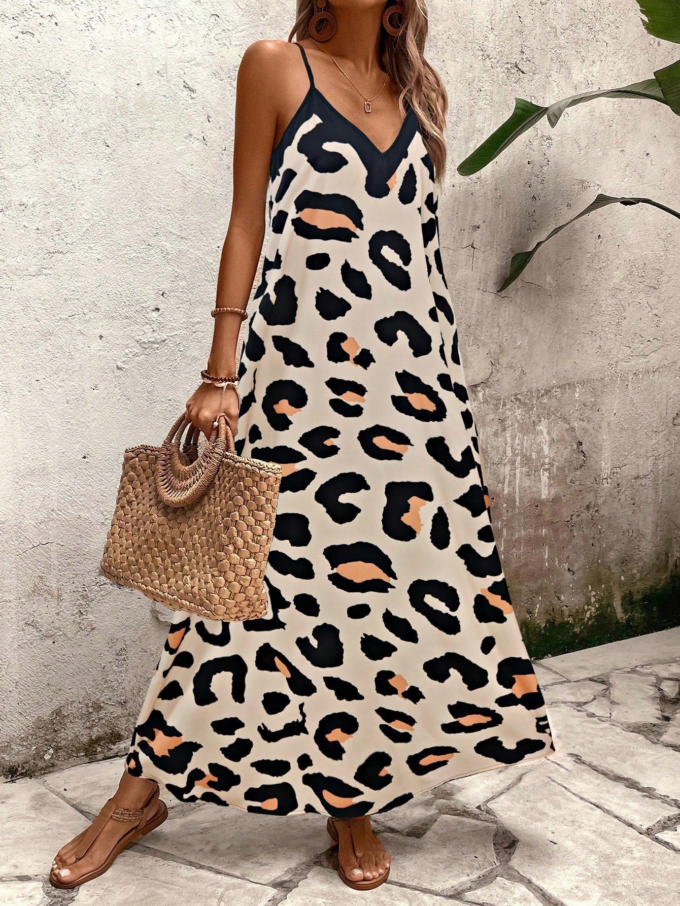 Vestido Longo Casual Animal Print