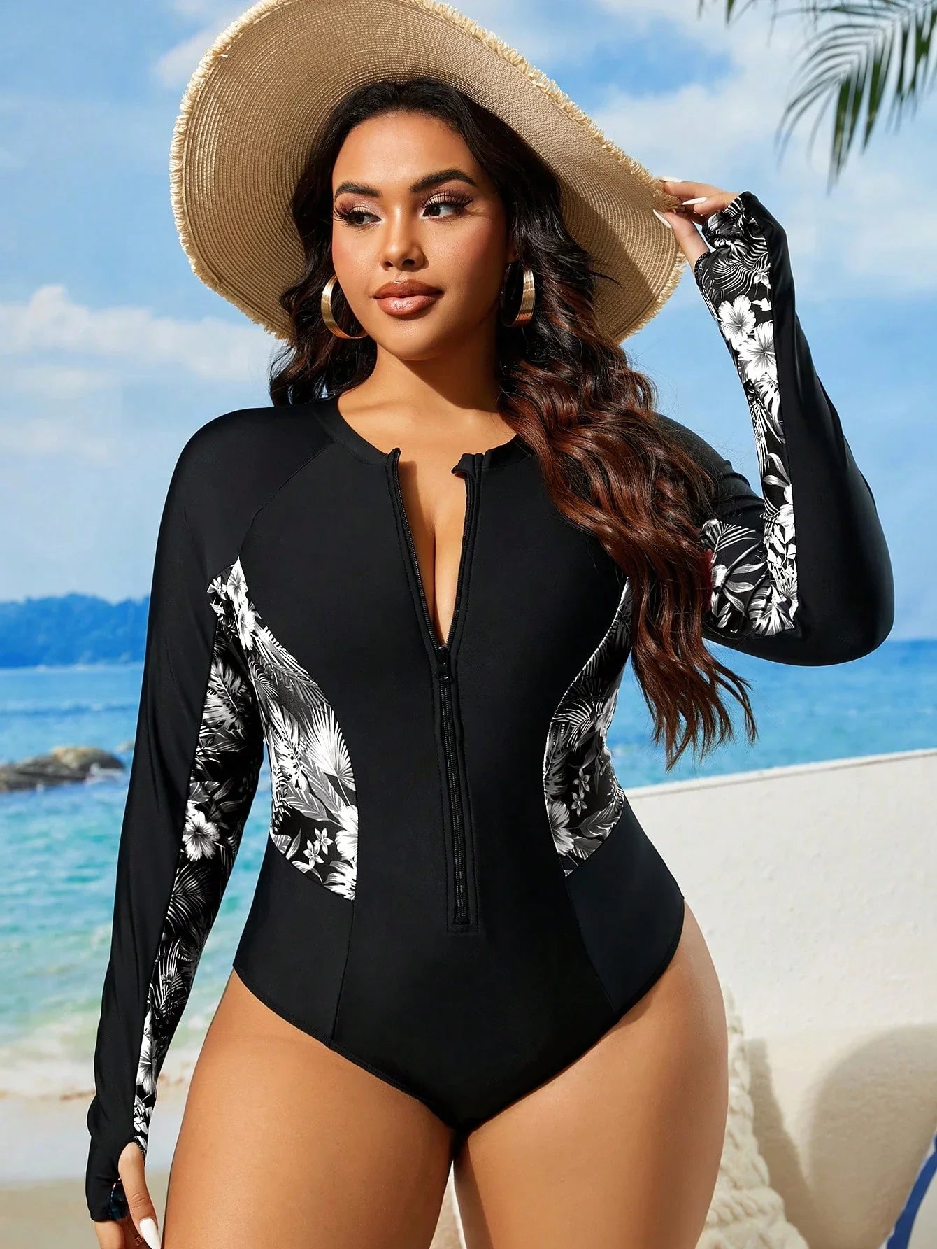 Maiô Plus Size Plantas Tropicais