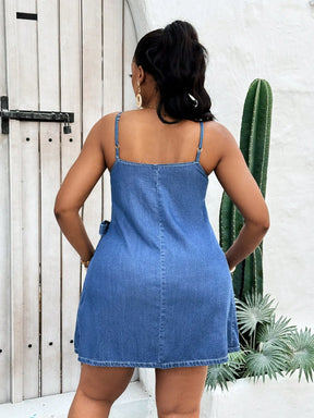 Vestido Jeans Transpassado Plus Size Lauren