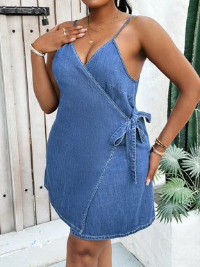 Vestido Jeans Transpassado Plus Size Lauren