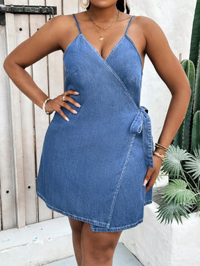 Vestido Jeans Transpassado Plus Size Lauren