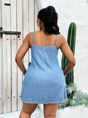 Vestido Jeans Transpassado Plus Size Lauren