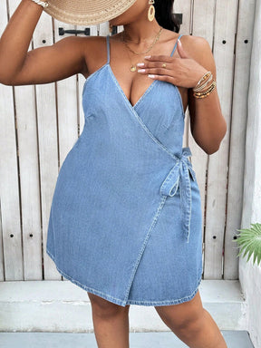 Vestido Jeans Transpassado Plus Size Lauren