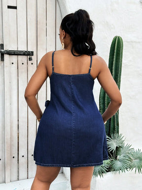 Vestido Jeans Transpassado Plus Size Lauren