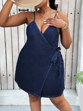 Vestido Jeans Transpassado Plus Size Lauren