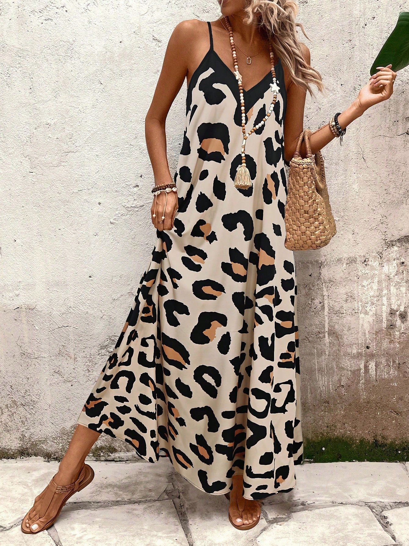 Vestido Longo Casual Animal Print