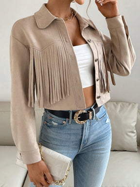 Jaqueta De Franja Cropped