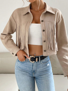 Jaqueta De Franja Cropped