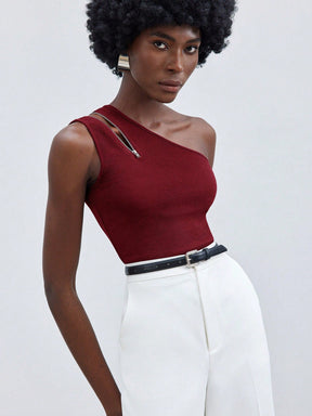 Blusa Manga Única Detalhe Em Zíper