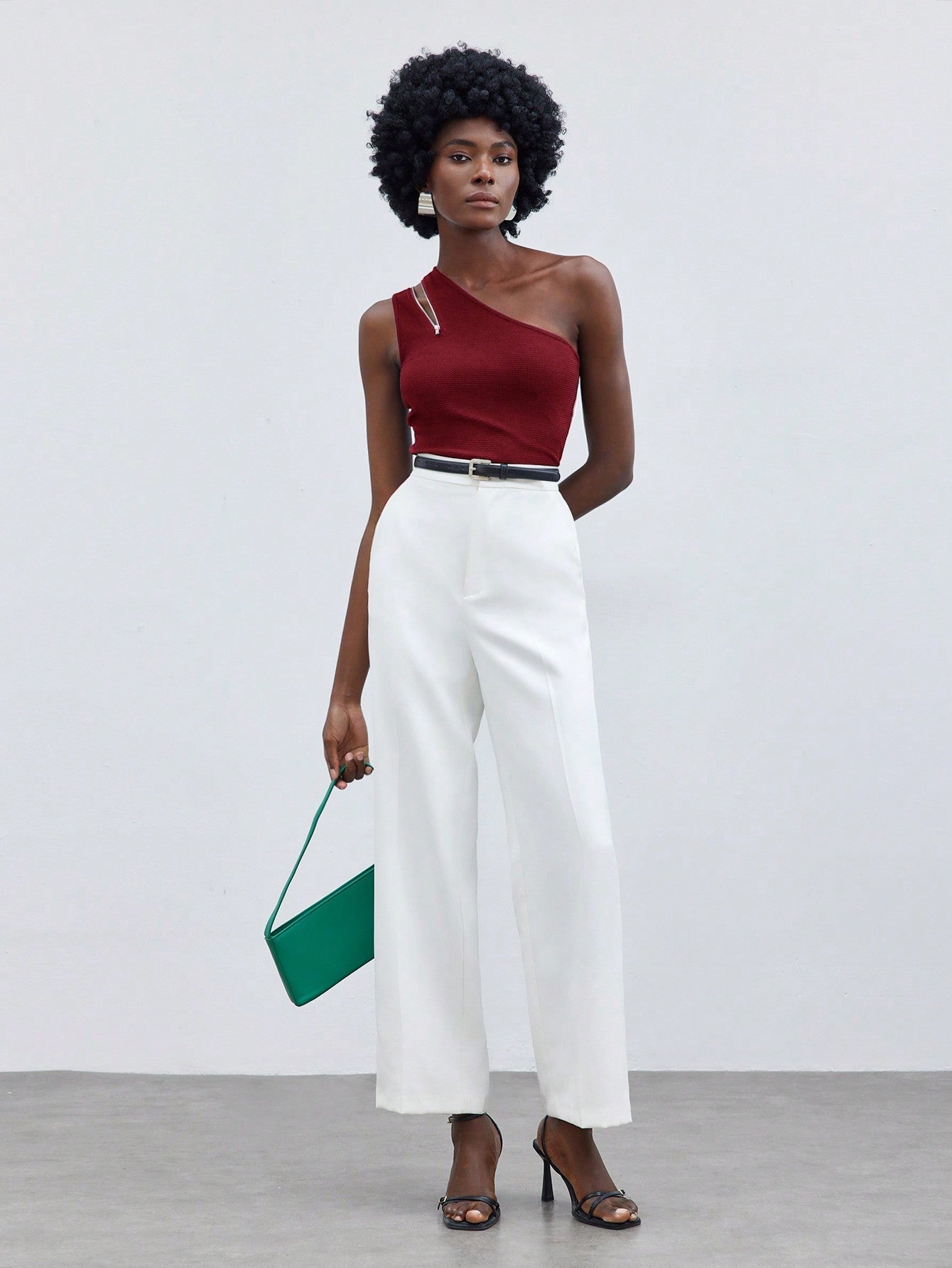 Blusa Manga Única Detalhe Em Zíper