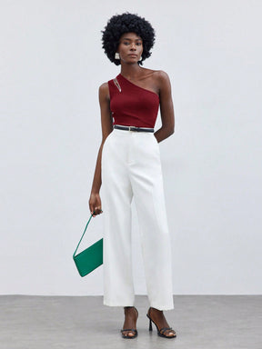 Blusa Manga Única Detalhe Em Zíper