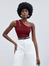 Blusa Manga Única Detalhe Em Zíper