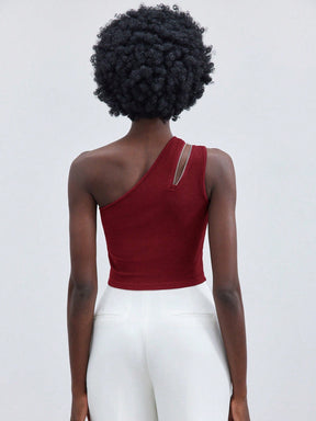 Blusa Manga Única Detalhe Em Zíper