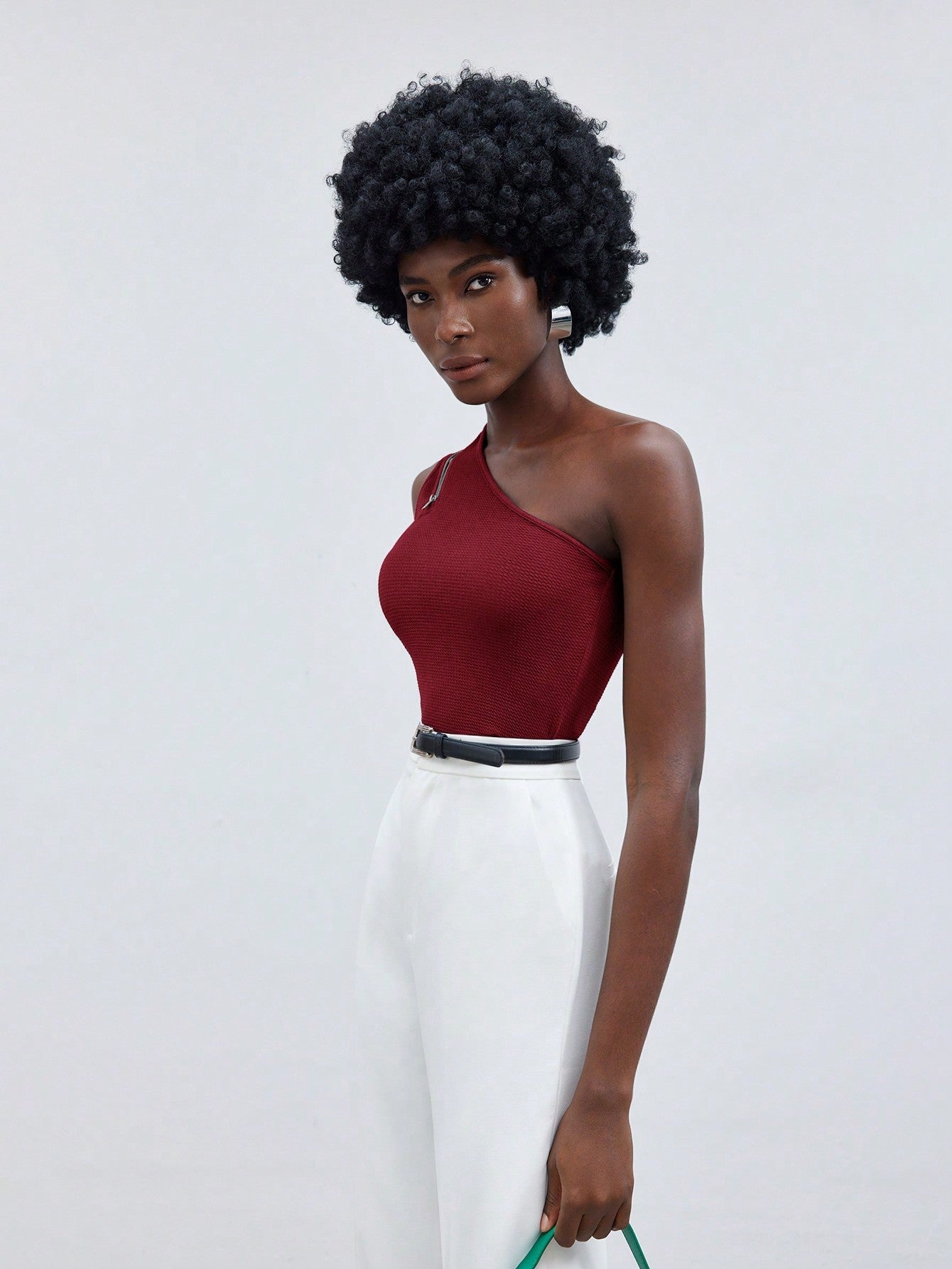 Blusa Manga Única Detalhe Em Zíper