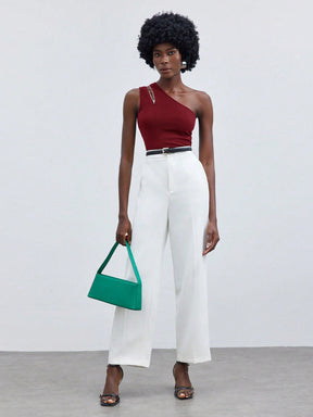 Blusa Manga Única Detalhe Em Zíper