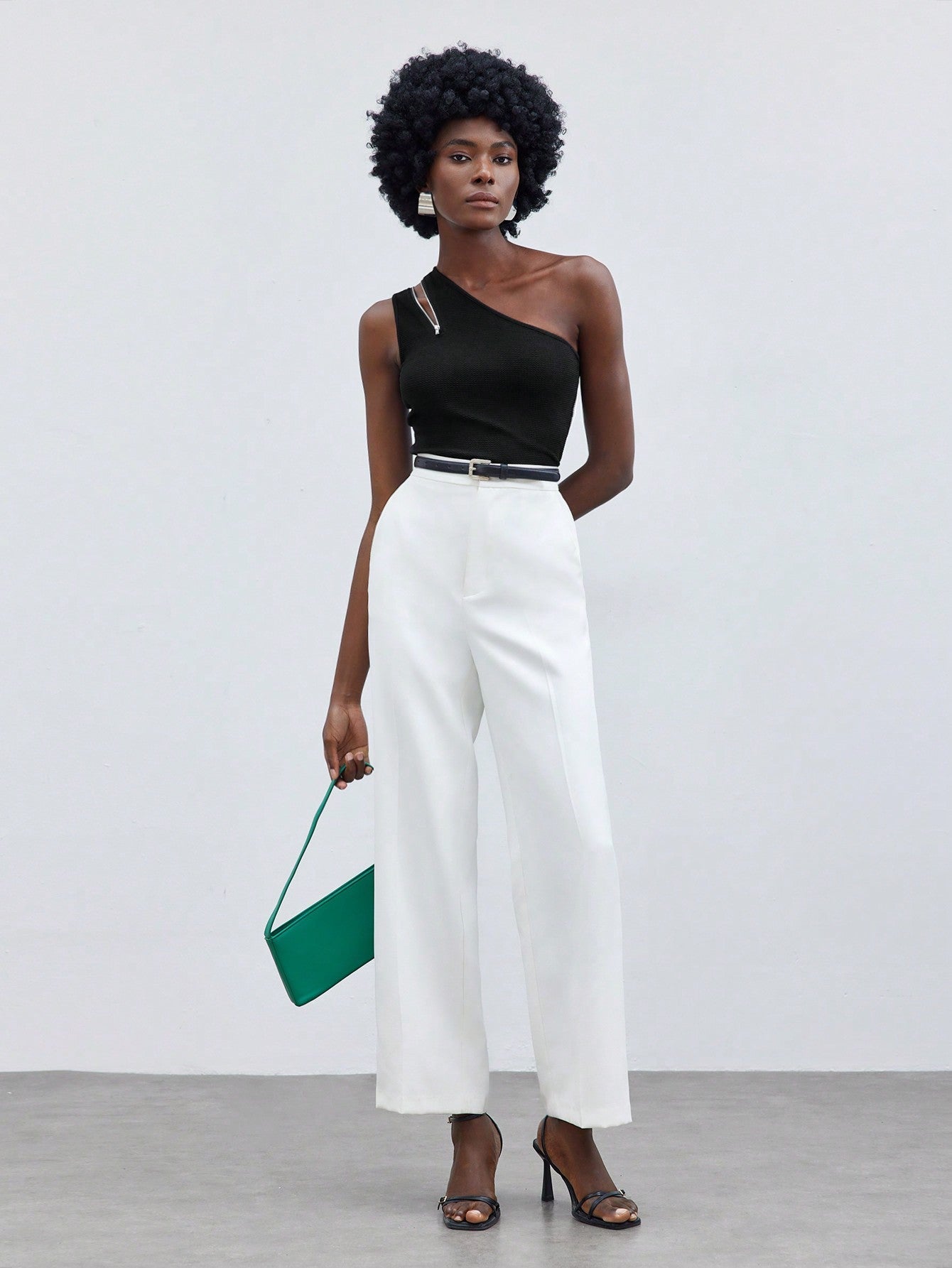 Blusa Manga Única Detalhe Em Zíper