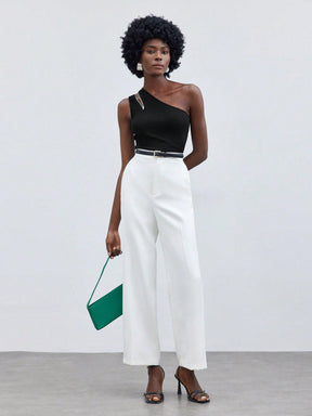 Blusa Manga Única Detalhe Em Zíper