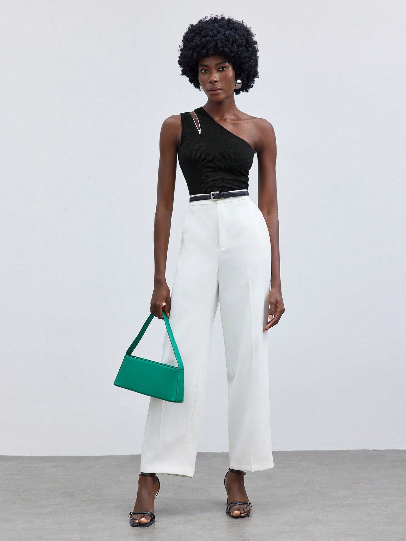 Blusa Manga Única Detalhe Em Zíper