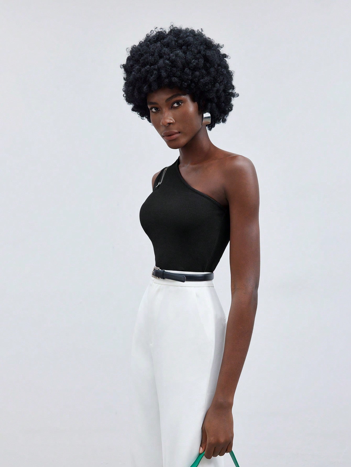 Blusa Manga Única Detalhe Em Zíper