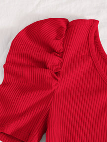 Body Um Ombro com Manga Bufante