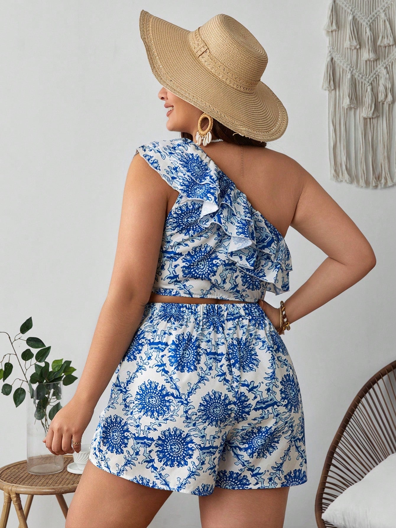 Conjunto Plus Size de Ombro Único