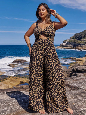 Macacão Plus Size Animal Print Gabriela