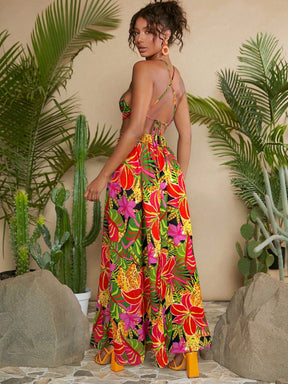 Vestido Paraíso Tropical Fenda Dupla